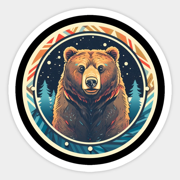 Grizzly Bear in Ornmament , Love Bears Sticker by logiamerch